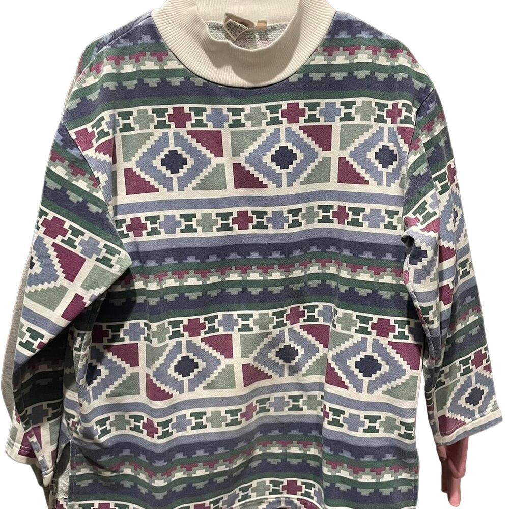 Vintage 90s Aztec Patterned Sweatshirt Adult Medium